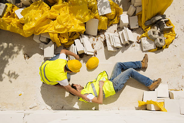 Construction worker has an accident while working on new house